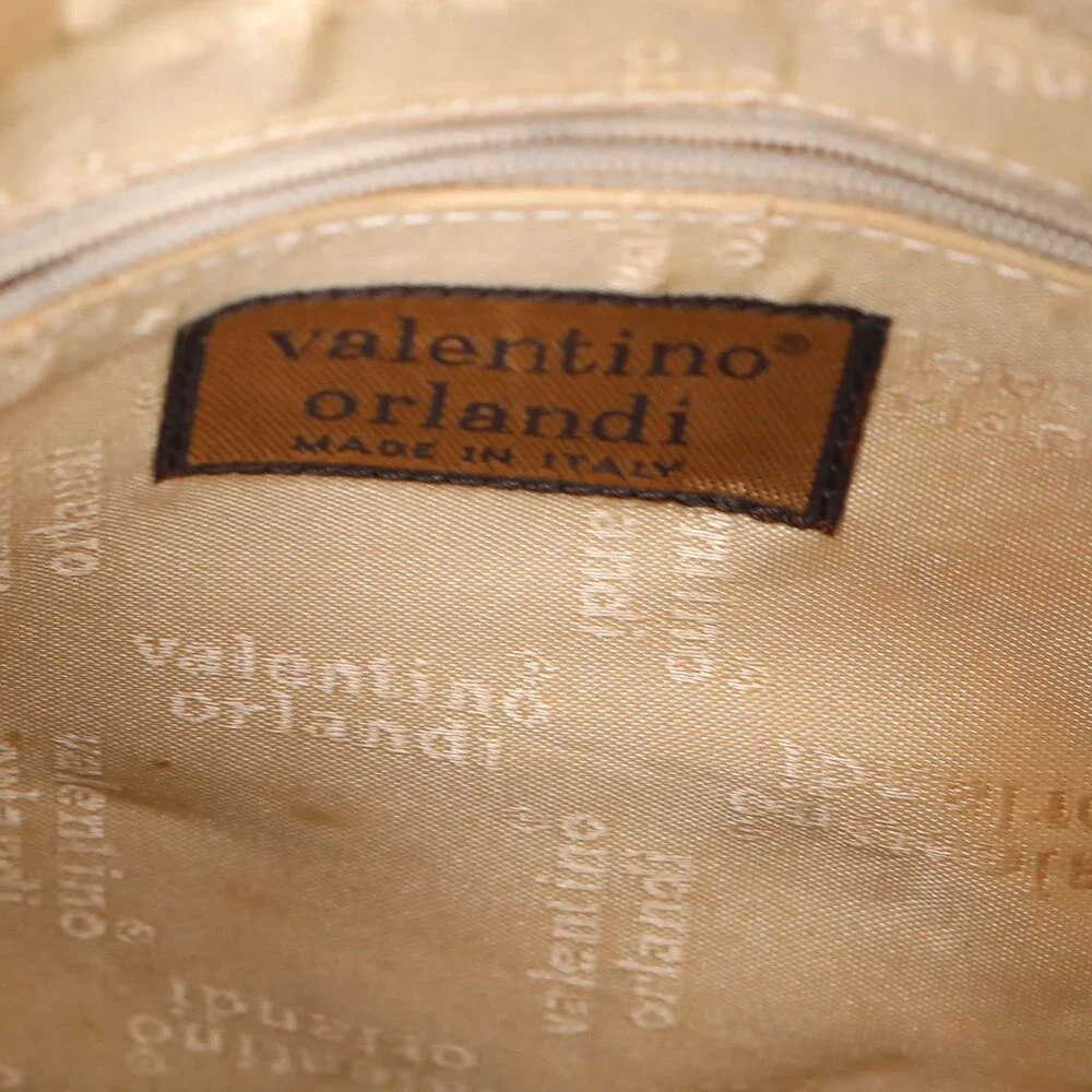 Vintage Valentino Orlandi Italy Cream Leather Bucket Shoulder Bag Quilted Body - Picture 7 of 15